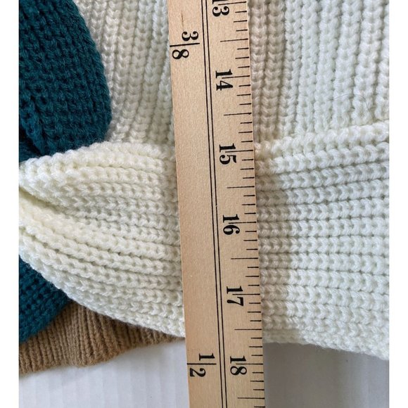 Zaful NWT Womens Blue, Tan, and White Twisted Front Sweater Size M Colorblock - Picture 7 of 10